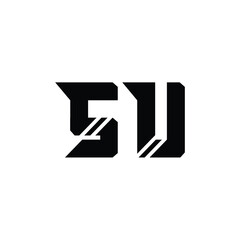 SU monogram logo design letter text name symbol monochrome logotype alphabet character simple logo