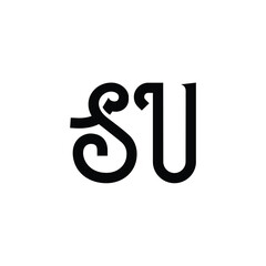 SU monogram logo design letter text name symbol monochrome logotype alphabet character simple logo