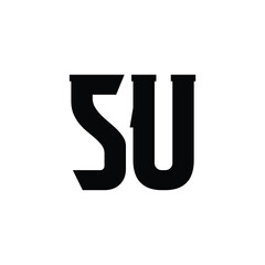 SU monogram logo design letter text name symbol monochrome logotype alphabet character simple logo