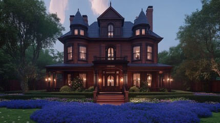 Victorian Style House at Dusk