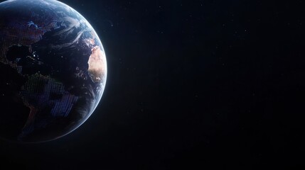 Stunning view of Earth from space showcasing vibrant continents and starry background