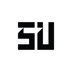 SU monogram logo design letter text name symbol monochrome logotype alphabet character simple logo