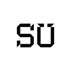 SU monogram logo design letter text name symbol monochrome logotype alphabet character simple logo