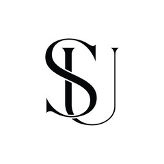 SU monogram logo design letter text name symbol monochrome logotype alphabet character simple logo