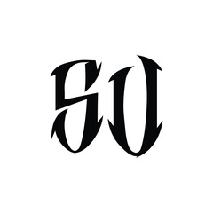 SU monogram logo design letter text name symbol monochrome logotype alphabet character simple logo