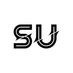 SU monogram logo design letter text name symbol monochrome logotype alphabet character simple logo