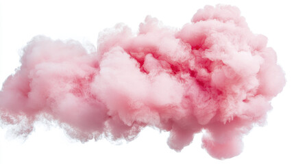 Fototapeta premium Fluffy pink cloud against white background, creating dreamy atmosphere