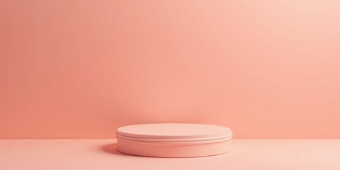 A Minimalist Pink Cylindrical Display Platform on a Pale Pink Background, Perfect for Product Showcases or Presentations
