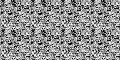 Cartoon hand-drawn doodles on the subject of summer holidays theme seamless pattern