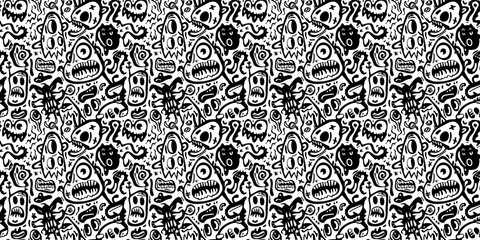 Cartoon hand-drawn doodles on the subject of summer holidays theme seamless pattern