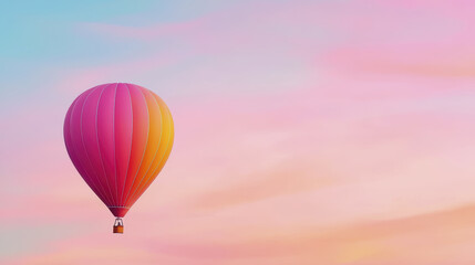 Fototapeta premium vibrant hot air balloon floats against pastel sky, creating serene atmosphere