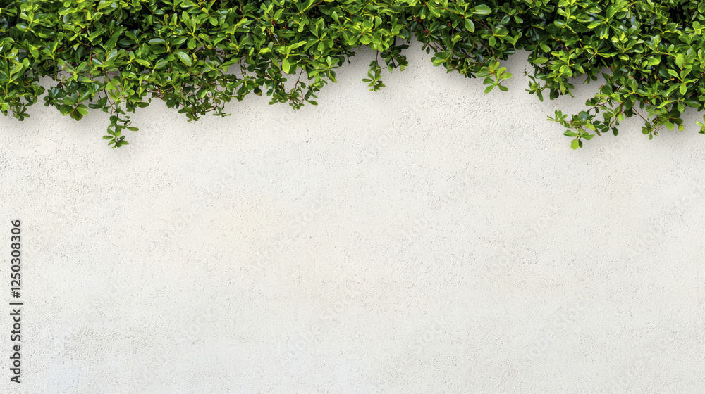 Canvas Prints Fresh green leaves against textured white wall create serene backdrop