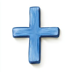 Obraz premium Hand Drawn Blue Plus Sign on White Background