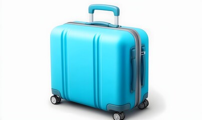 Blue suitcase, travel, wheels, vacation, studio shot, background white