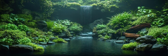 Serene Waterfall Oasis: Lush Greenery and Tranquil Waters