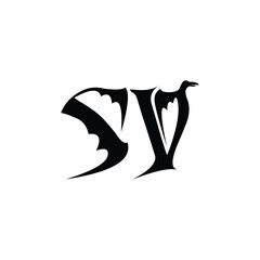 SV monogram logo design letter text name symbol monochrome logotype alphabet character simple logo