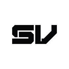 SV monogram logo design letter text name symbol monochrome logotype alphabet character simple logo
