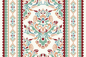 Ikat floral pattern vector illustration	
