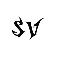 SV monogram logo design letter text name symbol monochrome logotype alphabet character simple logo