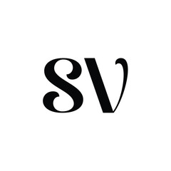 SV monogram logo design letter text name symbol monochrome logotype alphabet character simple logo