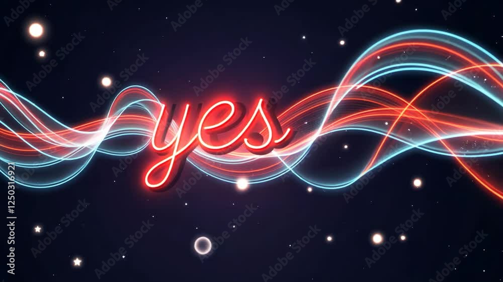 Aufkleber a red and blue wave with the word yes written in white. the word yes is written in a cursive style