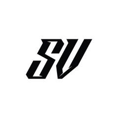 SV monogram logo design letter text name symbol monochrome logotype alphabet character simple logo