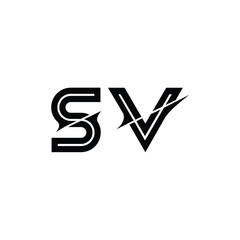 SV monogram logo design letter text name symbol monochrome logotype alphabet character simple logo