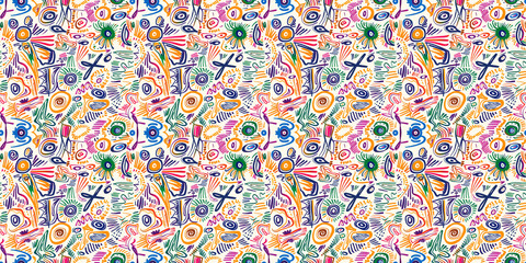 Cartoon hand-drawn doodles on the subject of summer holidays theme seamless pattern