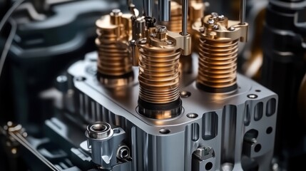 Naklejka premium Detail Fragment of a diesel motorbike engine, AI generated image