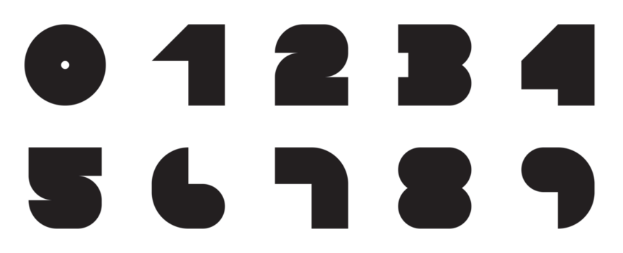 numbers in shape of icons in bold and stylish font