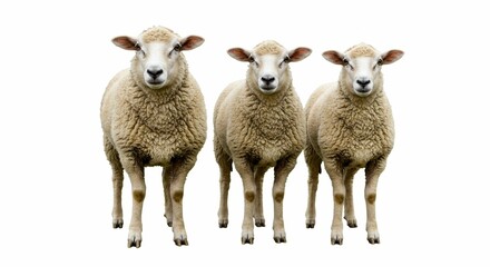 Fototapeta premium Three Sheep against white background 