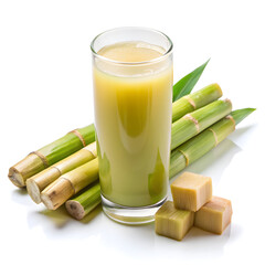 Fresh sugar cane juice in glass