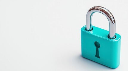 Fototapeta premium Turquoise Padlock Isolated on a Soft White Background Symbolizing Security and Protection