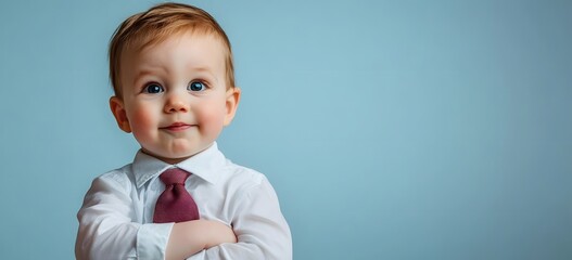 Confident Young Professional Boy in Suit and Tie with Charming Smile