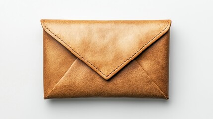 Vintage Brown Leather Envelope Wallet on a Neutral Background with Textured Surface