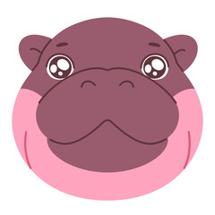 Fototapeta premium Pygmy Hippo Cartoon Character Hand Drawn Illustration