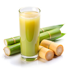 Fresh sugar cane juice in glass