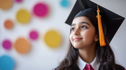 cute teenage girl in graduation cap