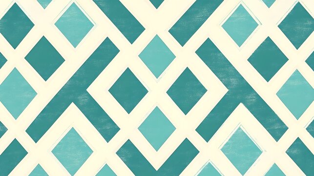 Retro Geometric Teal and Cream Abstract Pattern Background