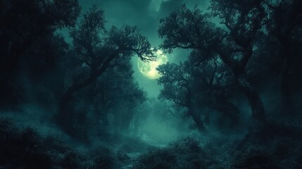 Fototapeta premium Enigmatic Moonlight Forest Path