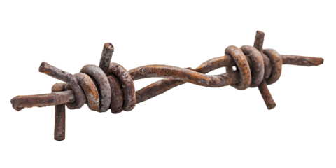 Barbed wire isolated on white background PNG.AI GENERATED