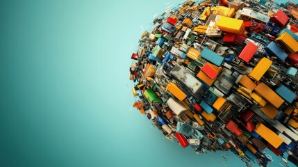 Colorful Collection of Containers Symbols of Global Trade and Shipping Logistics