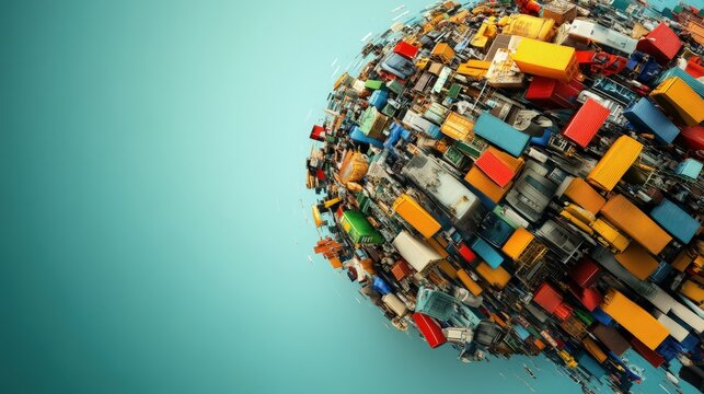 Colorful Collection of Containers Symbols of Global Trade and Shipping Logistics