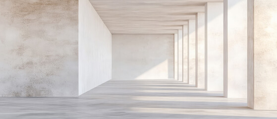 Fototapeta premium Spacious empty interior with natural light and clean lines in minimalist design