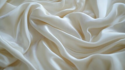 Fototapeta premium Elegant Ivory Silk Fabric with Soft Flowing Folds and Ripples