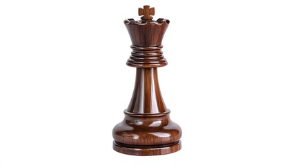 Fototapeta premium A polished wooden chess piece, clean white background, transparent isolate
