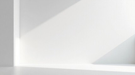 Sunlit Corner in a Minimalist White Room Clean, Modern, and Simple Background for Design Projects
