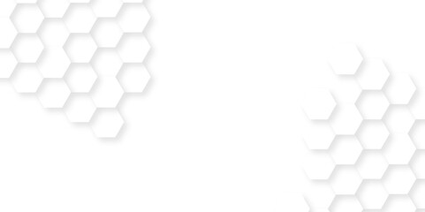 Abstract white hexagonal hexagon modern technology creative emboss light honeycomb polygonal web. abstract geometric science and mosaic tile with template web texture background.
