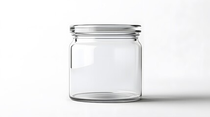 A glass jar with a tight lid, clean white background, transparent isolate