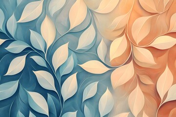 Elegant Abstract Leaf Pattern in Soft Pastel Gradient Colors as Decorative Backdrop or Wallpaper Design